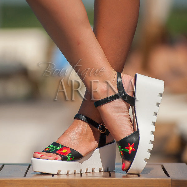 Sandale dama cu platforma Baylis negre