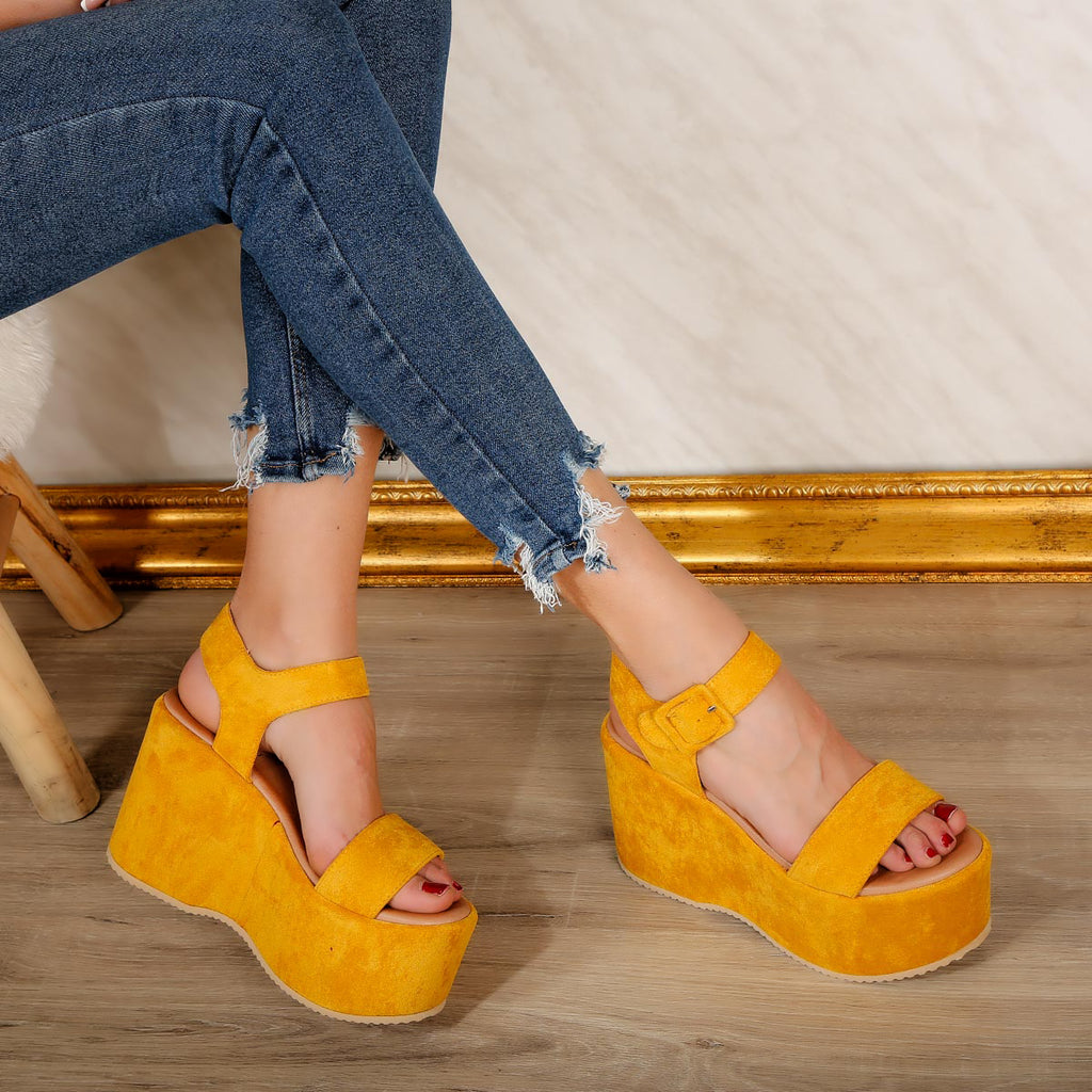 Sandale dama cu platforma Charlotte - Yellow