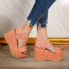 Sandale dama cu platforma Charlotte - Coral