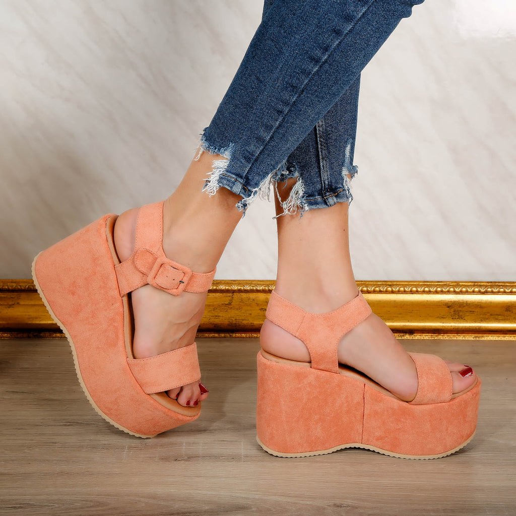 Sandale dama cu platforma Charlotte - Coral