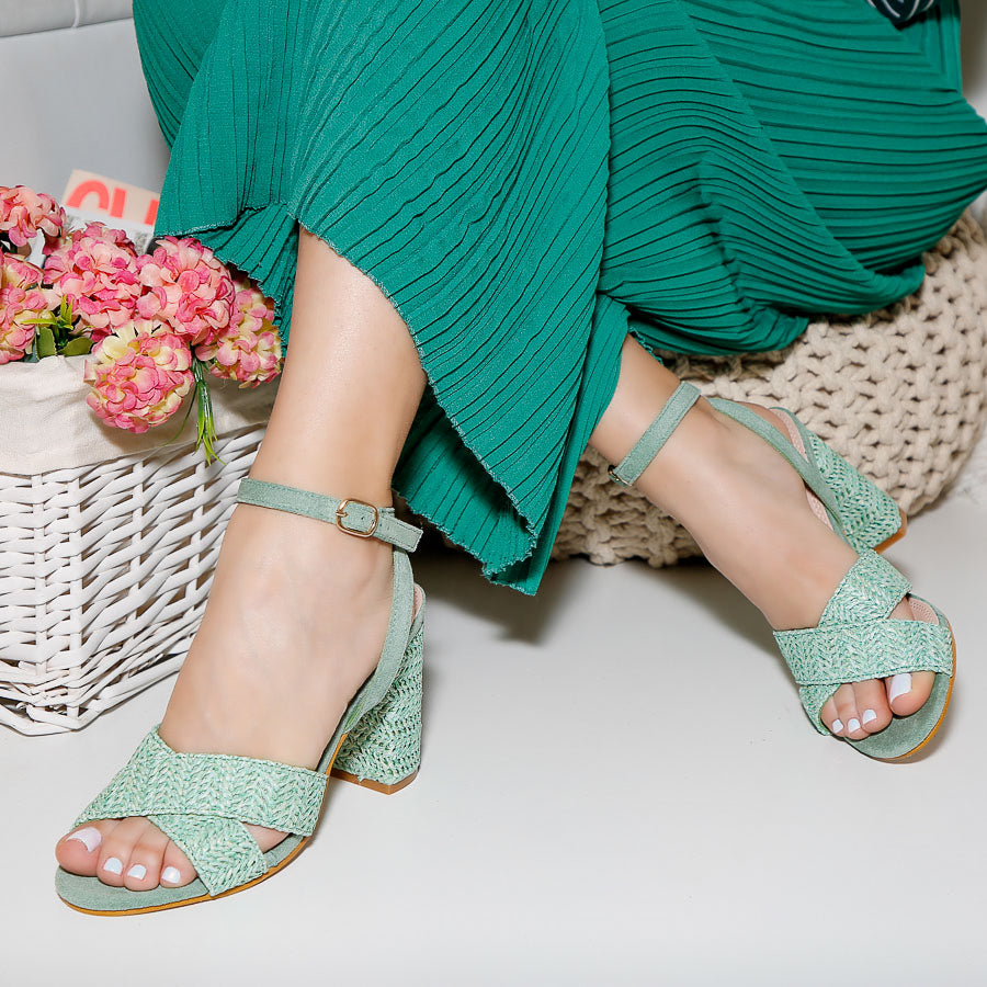 Sandale dama cu toc Levira - Green