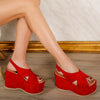 Sandale dama cu platforma Linna - Red