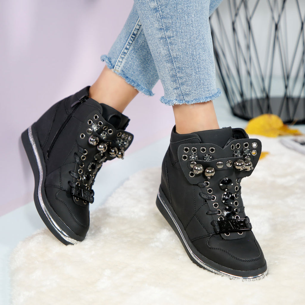 Pantofi dama casual cu platforma Rita negre