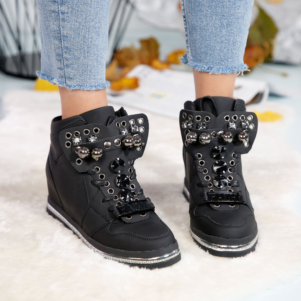 Pantofi dama casual cu platforma Rita negre