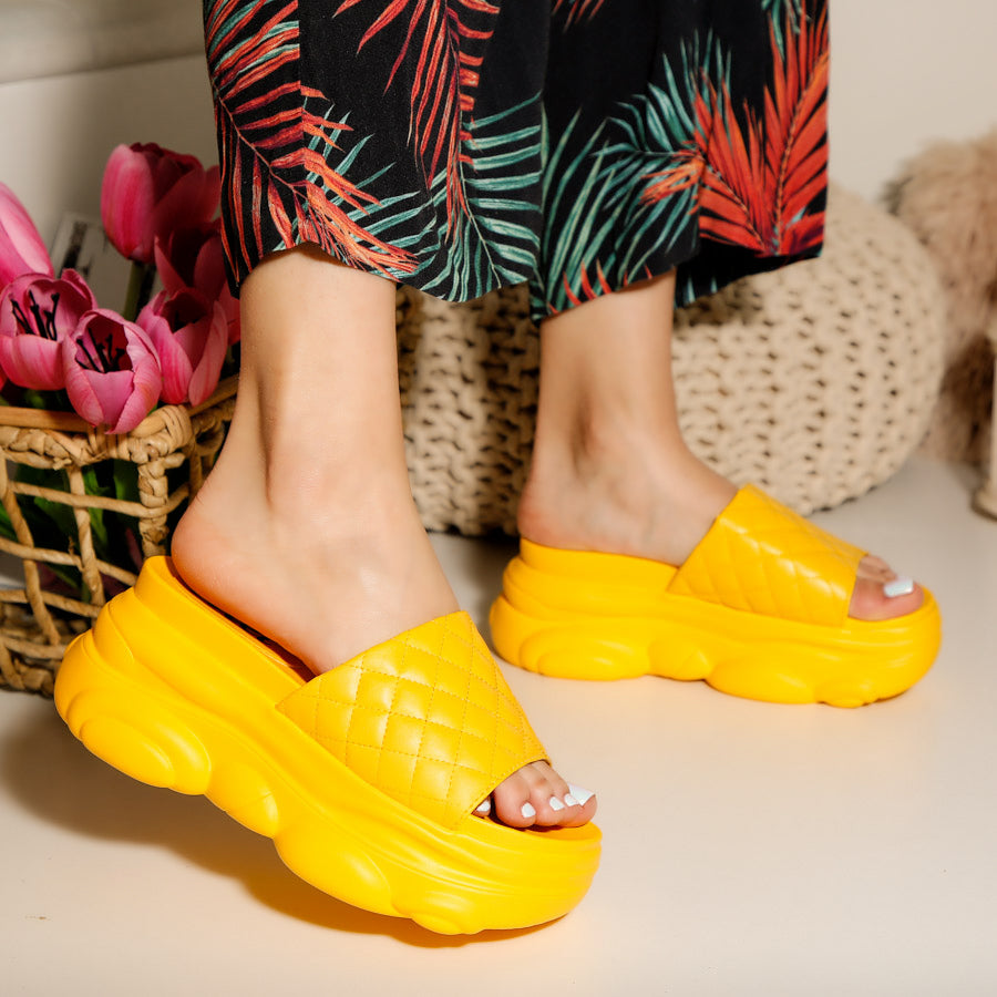 Papuci cu platforma Rolanda - Yellow