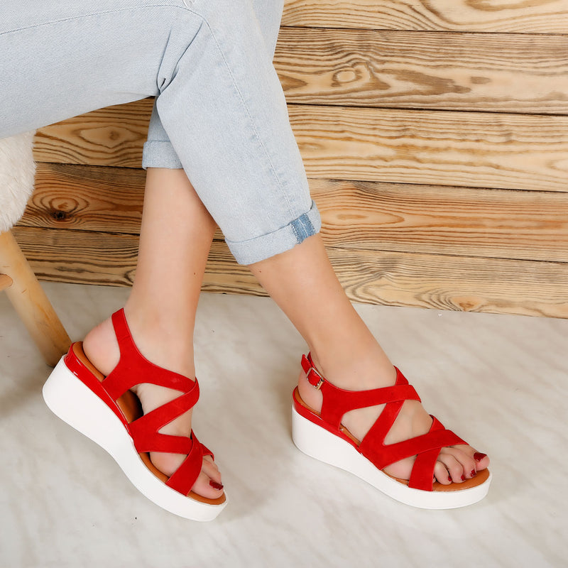 Sandale dama cu platforma Sissy - Red