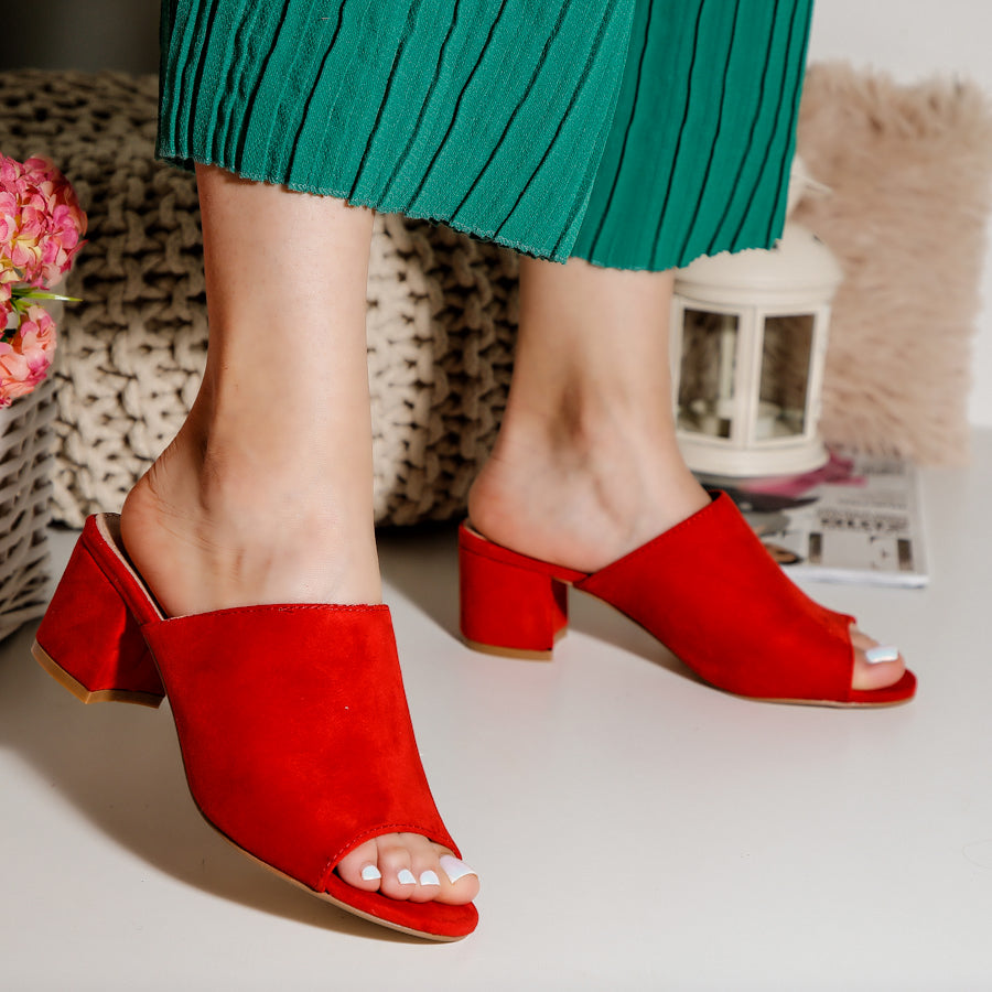 Papuci dama cu toc Dorea - Red