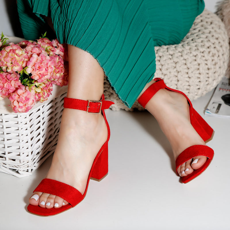 Sandale cu toc Galya - Red