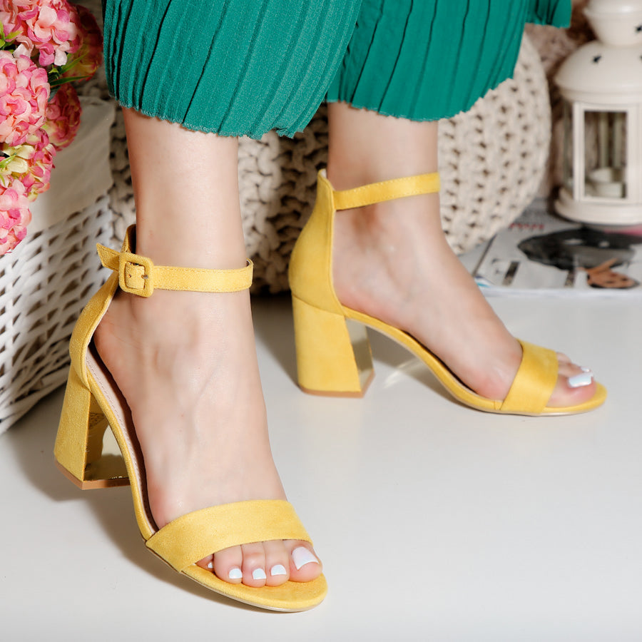 Sandale dama cu toc Salina - Yellow