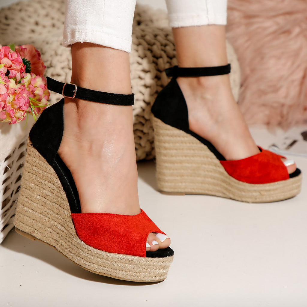 Sandale dama cu platforma Mireya - Red