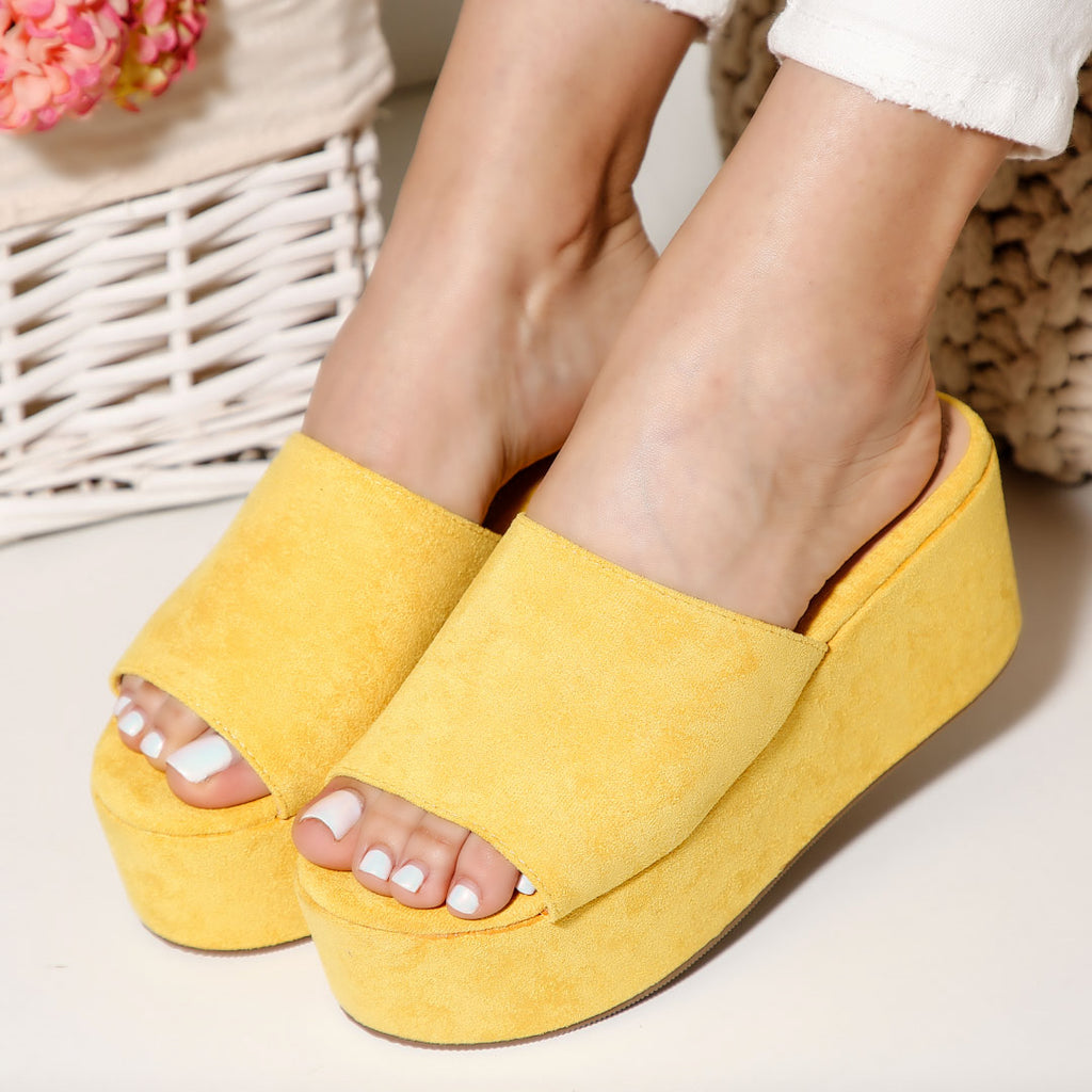 Papuci dama cu platforma Brigit - Yellow