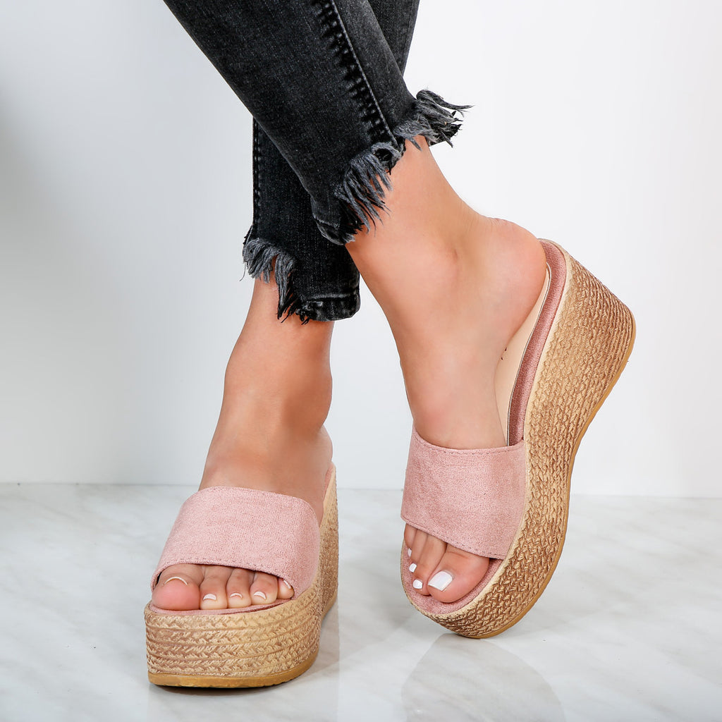 Papuci dama cu platforma Linor - Dark Pink