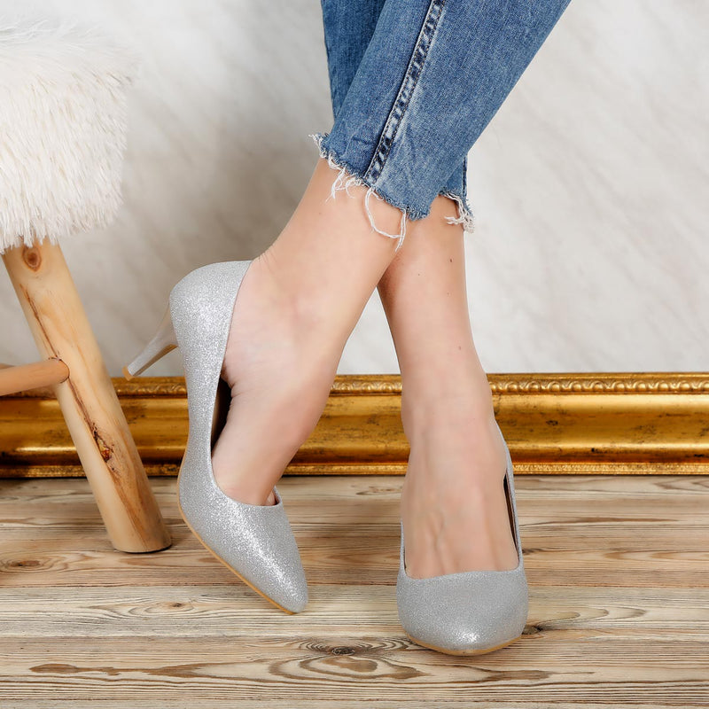 Pantofi dama cu toc Galea - Silver