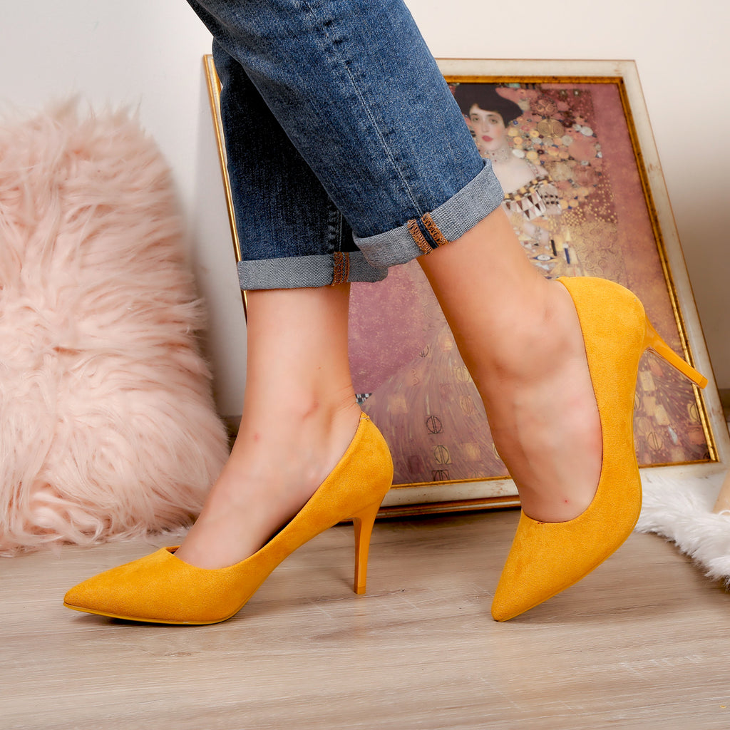 Pantofi dama cu toc Kalea - Yellow