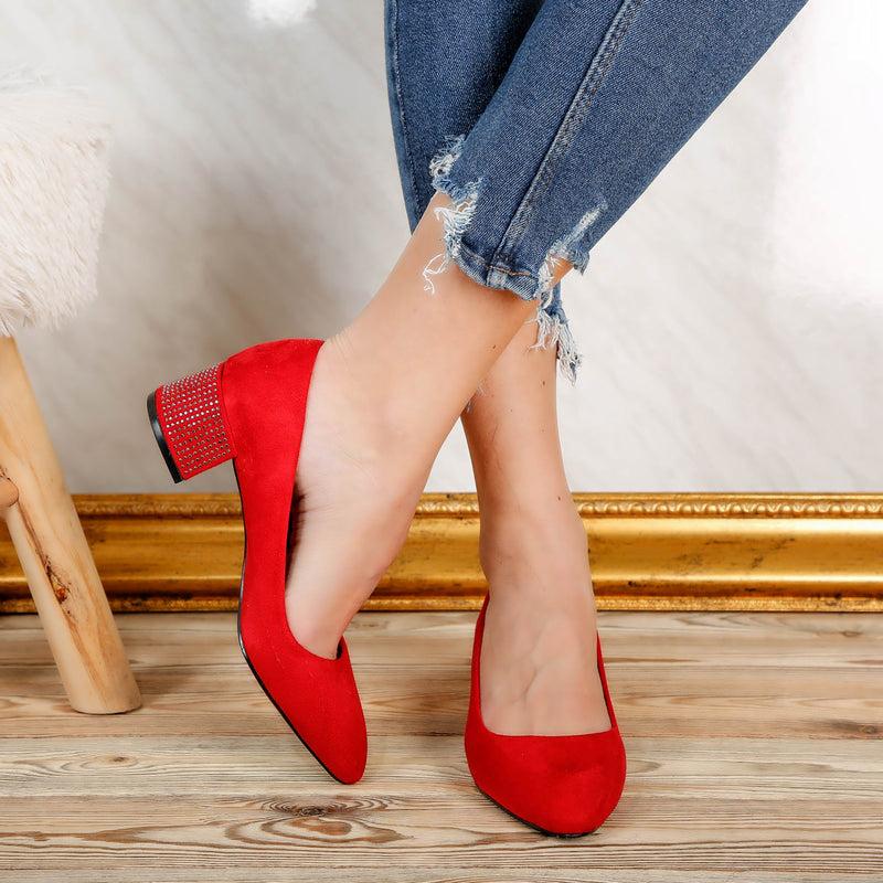 Pantofi dama cu toc Liona - Red