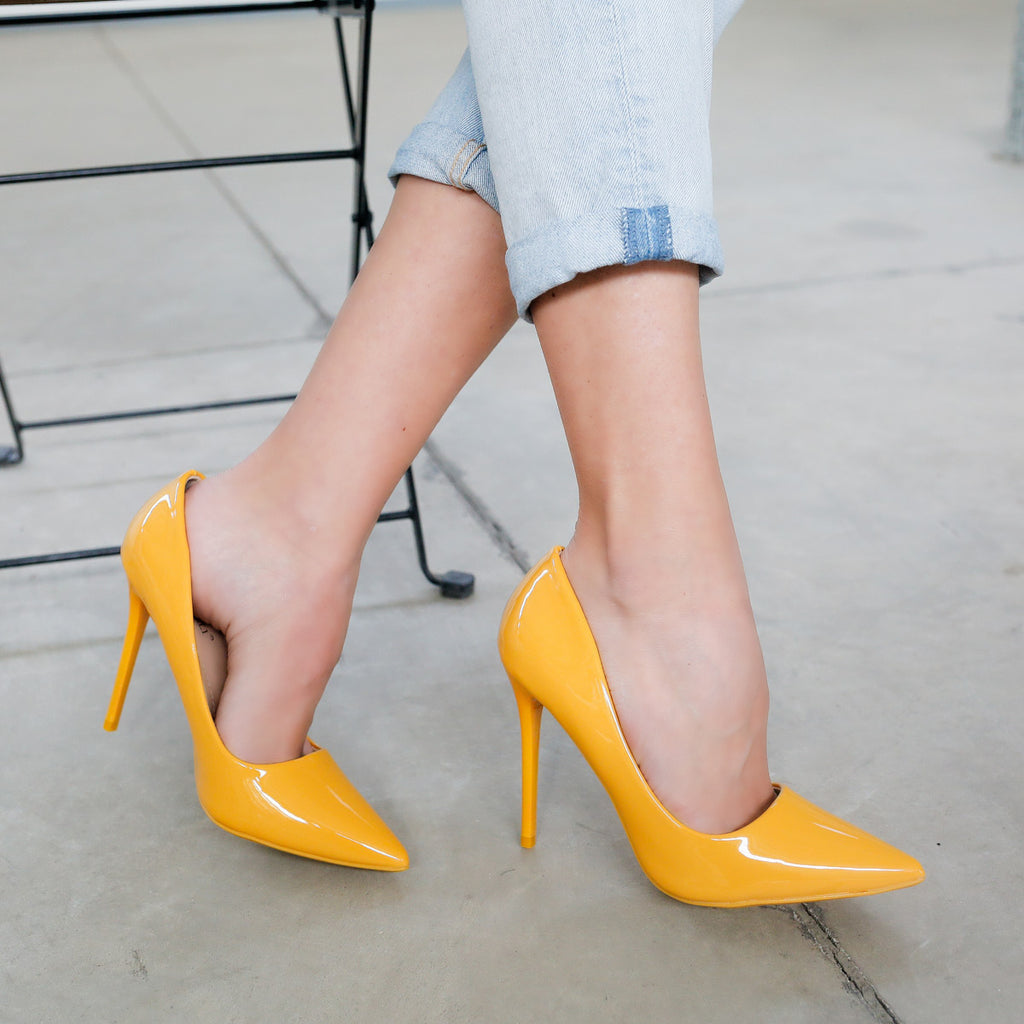 Pantofi dama cu toc Maria - Yellow