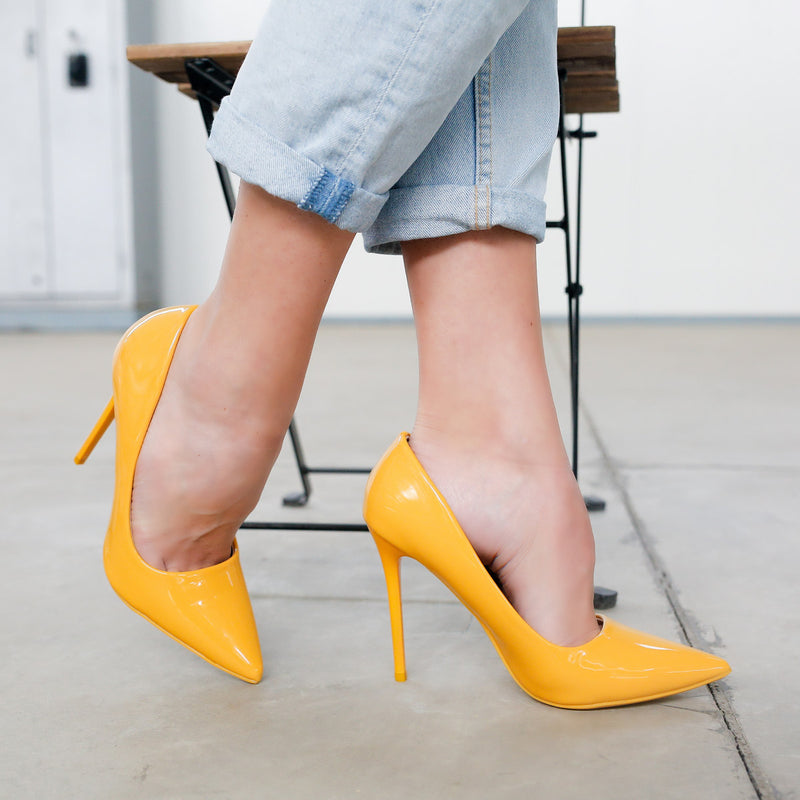 Pantofi dama cu toc Maria - Yellow