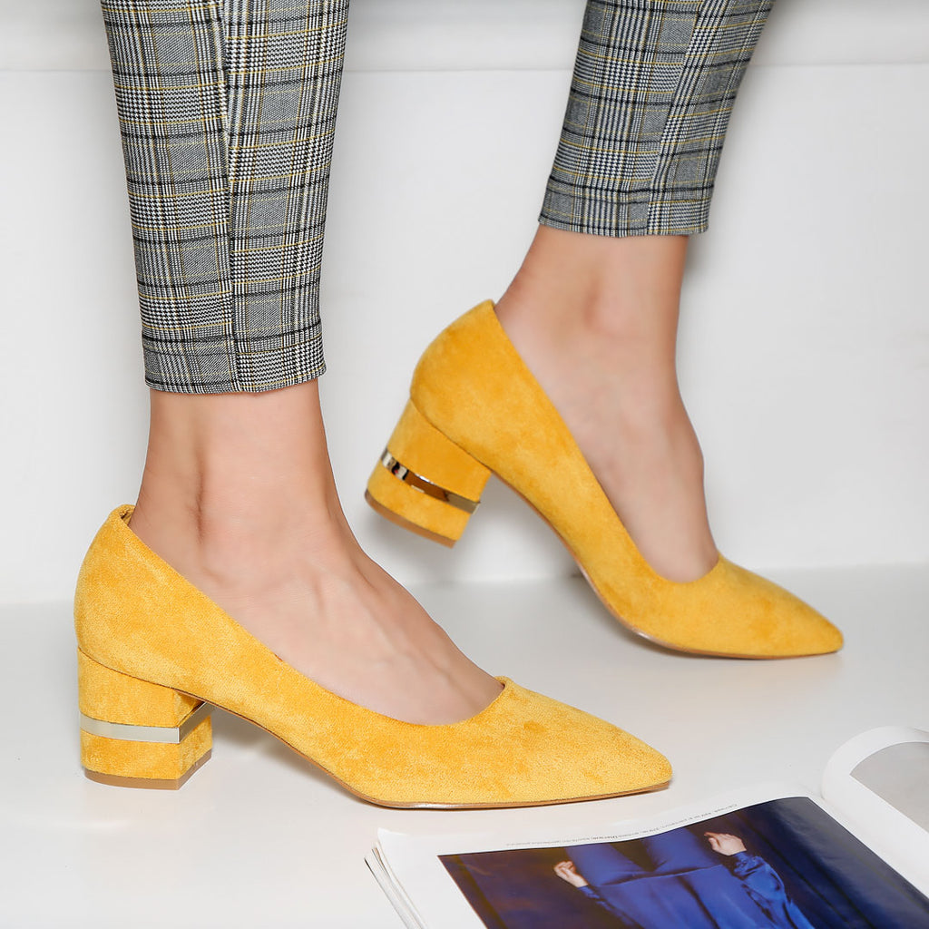 Pantofi dama cu toc Omara - Yellow