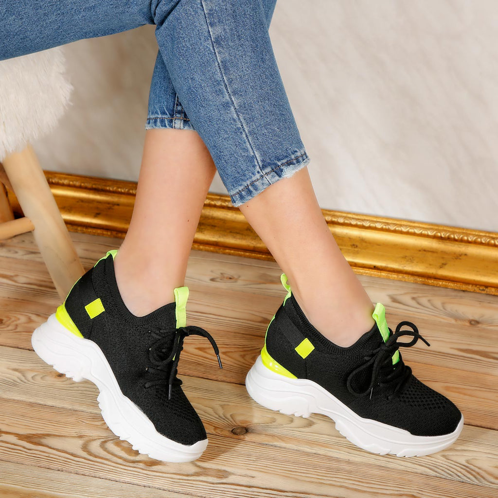 Pantofi sport cu platforma Marina - Black/Yellow