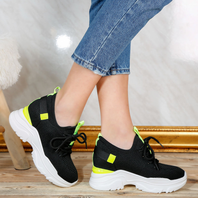 Pantofi sport cu platforma Marina - Black/Yellow