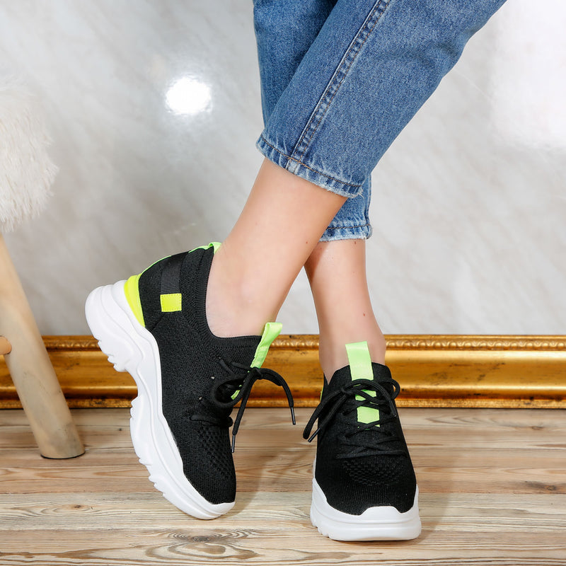 Pantofi sport cu platforma Marina - Black/Yellow
