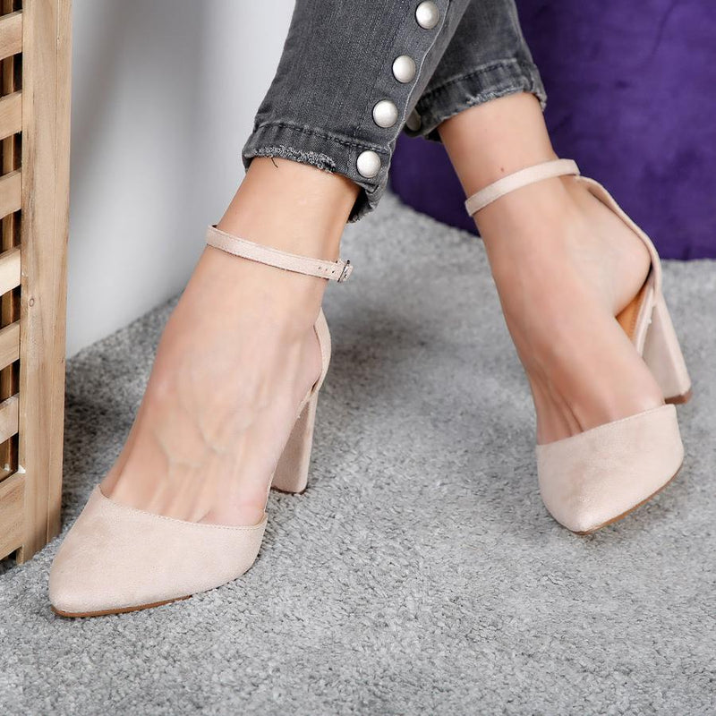 Pantofi cu toc Amiliya - Beige