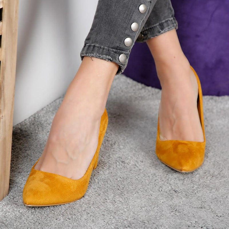 Pantofi cu toc Kristen - Yellow