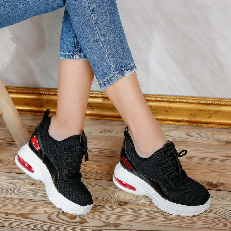 Pantofi sport cu platforma Lora - Black/Red