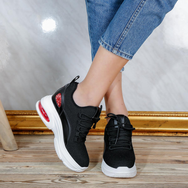 Pantofi sport cu platforma Lora - Black/Red