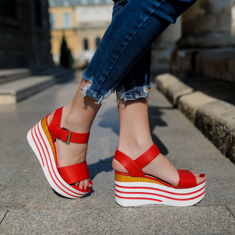 Sandale dama cu platforma Daphie - Red