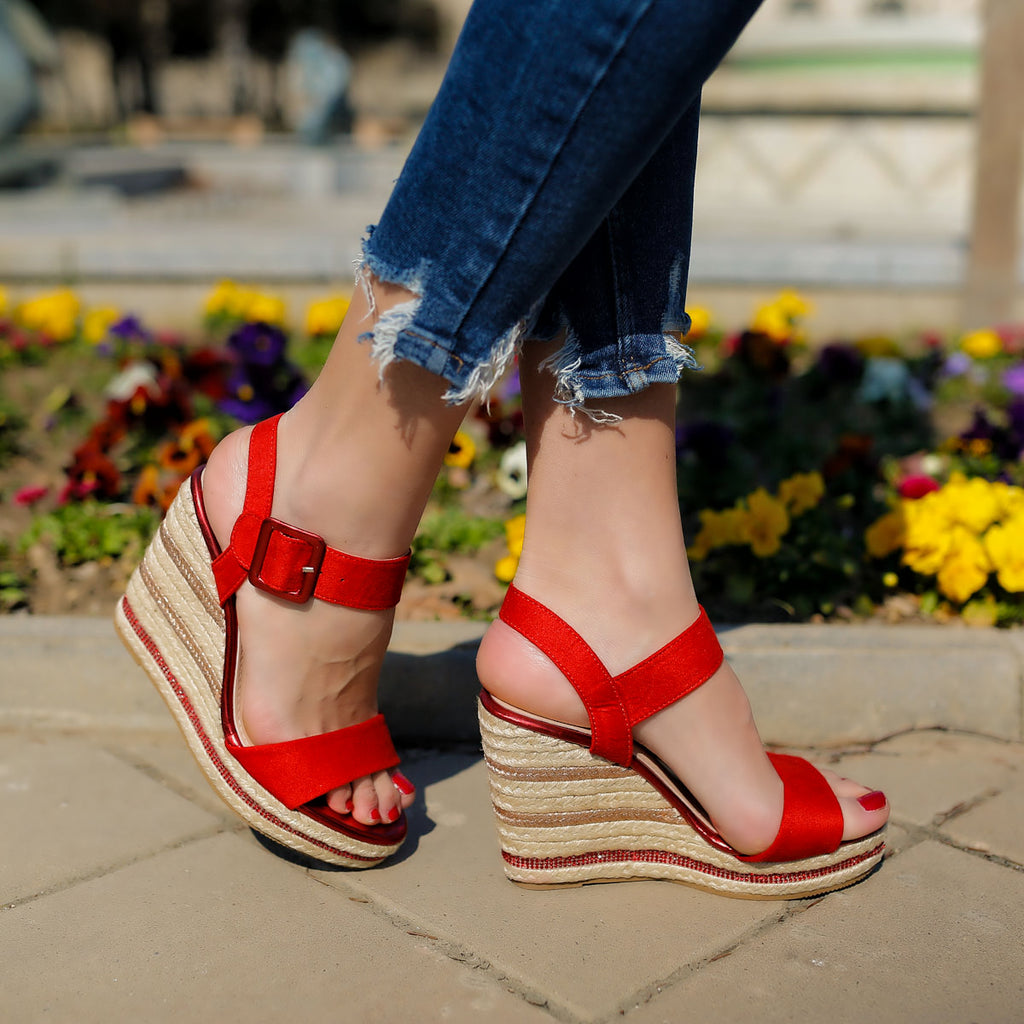 Sandale dama cu platforma Debra - Red