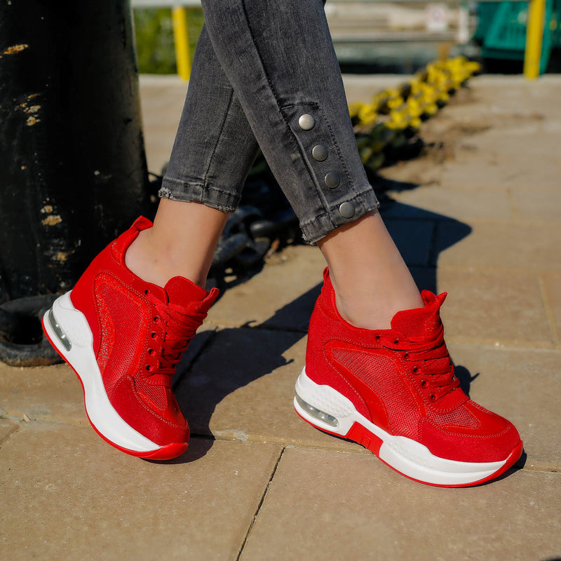 Pantofi sport cu platforma Hellen - Red