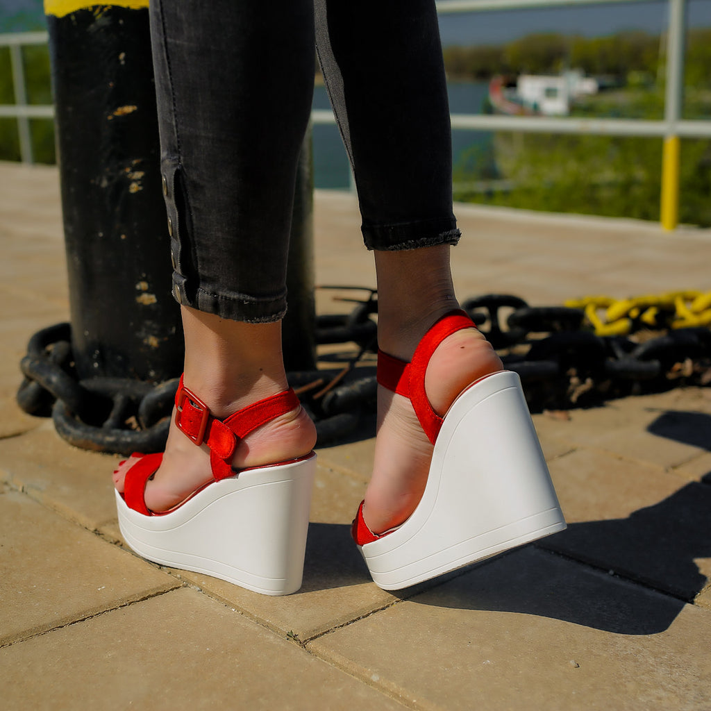  Sandale dama cu platforma Roberta - Red