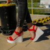  Sandale dama cu platforma Roberta - Red