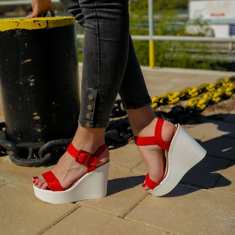  Sandale dama cu platforma Roberta - Red
