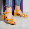 Sandale dama cu toc Jinna - Yellow