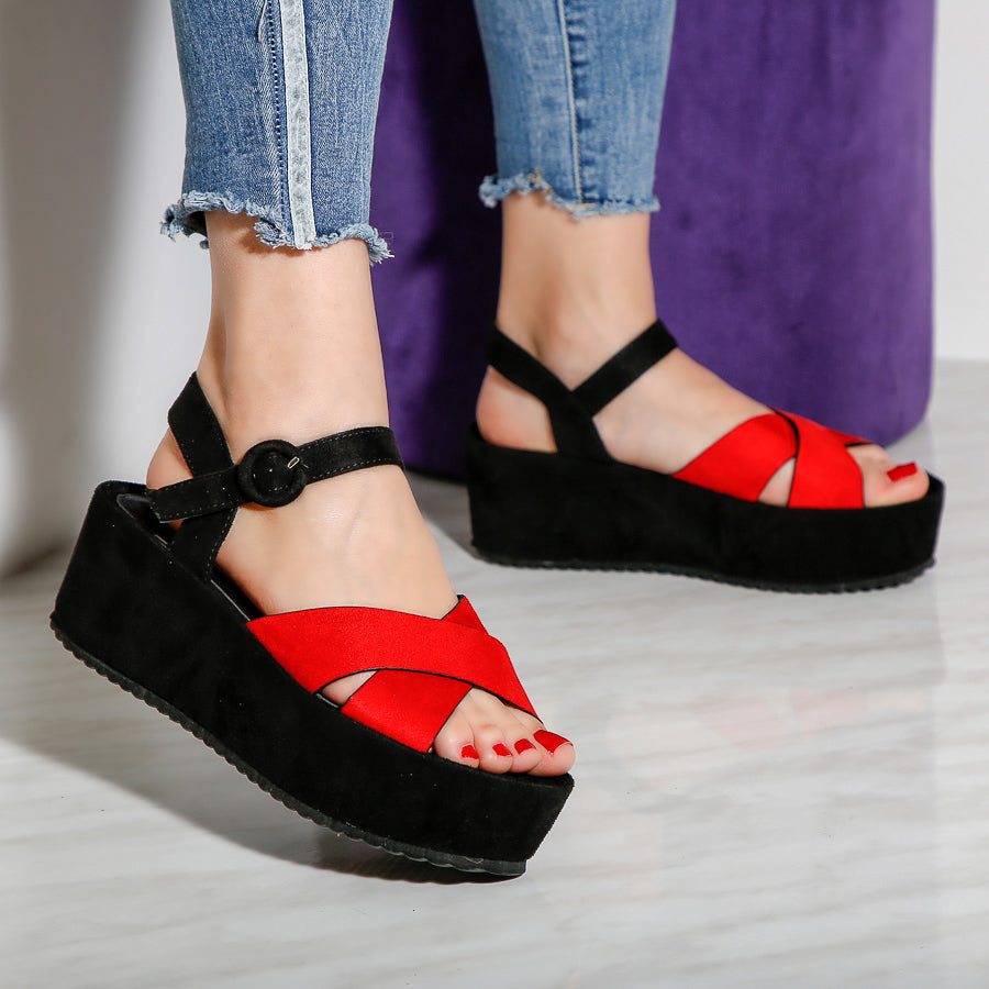 Sandale dama cu platforma Bilyana - Red