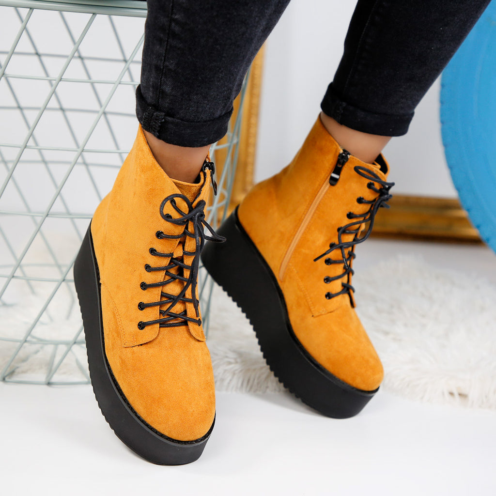 Ghete dama cu platforma Toscana - Yellow