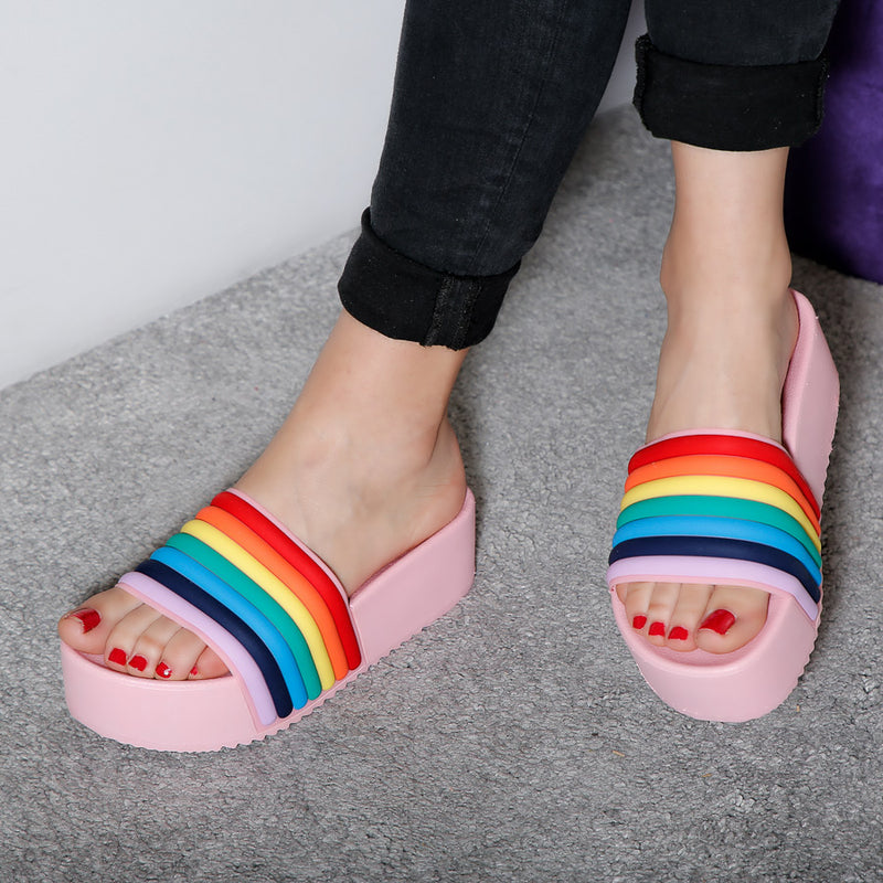 Papuci cu platforma Aly - Pink