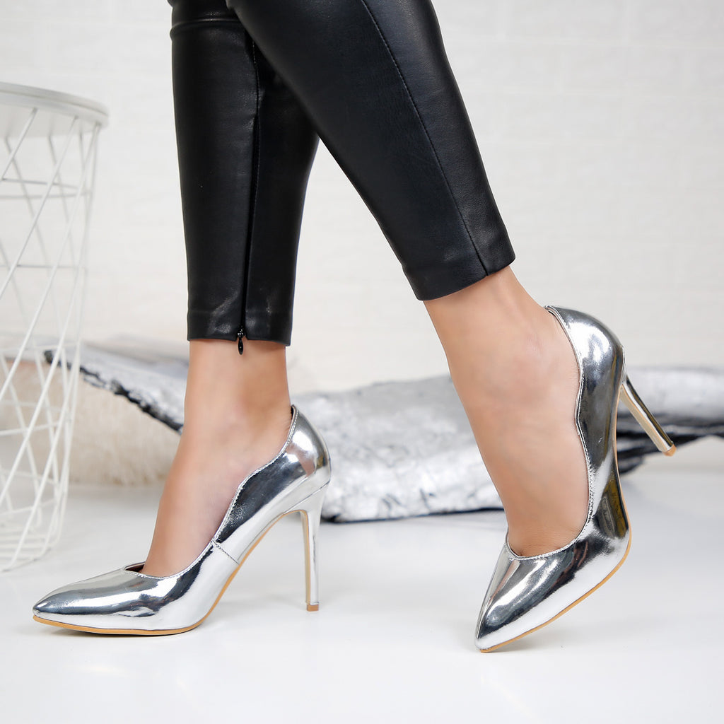 Pantofi dama cu toc Pearl - Silver