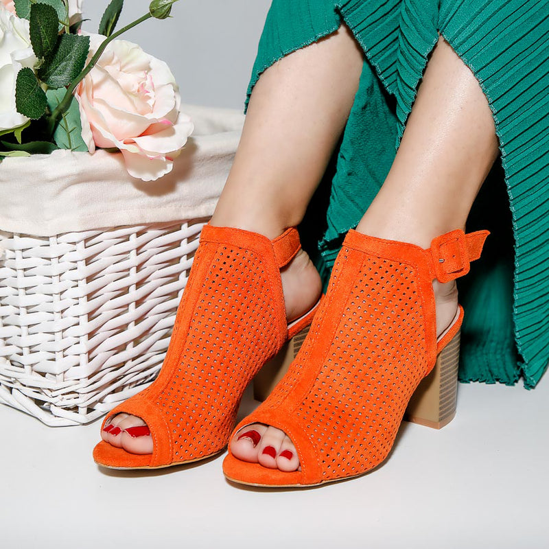 Sandale dama cu toc Eleonor - Orange
