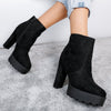 Botine dama cu toc EVITA - BLACK SUEDE