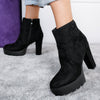 Botine dama cu toc EVITA - BLACK SUEDE