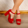 Sandale dama cu toc Kitty - Red