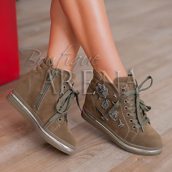 Pantofi dama casual cu platforma holly verzi