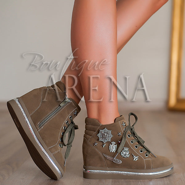Pantofi dama casual cu platforma holly verzi
