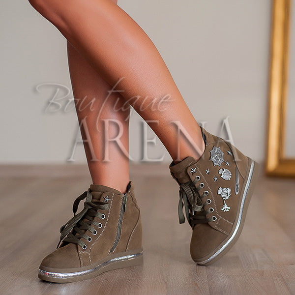 Pantofi dama casual cu platforma holly verzi