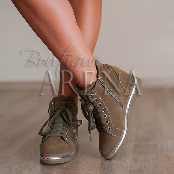 Pantofi dama casual cu platforma holly verzi