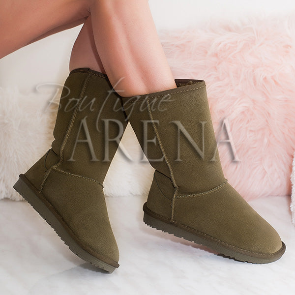 Cizme tip UGG de dama Winter Mood verzi