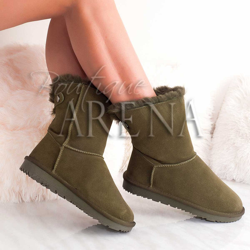 Cizme tip UGG de dama Zoe verzi